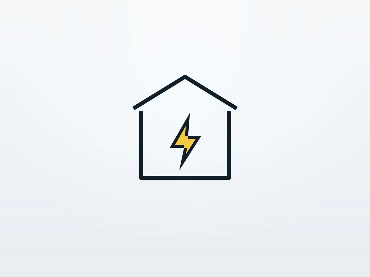 Symbol: Haus mit Blitz für Notstromversorgung